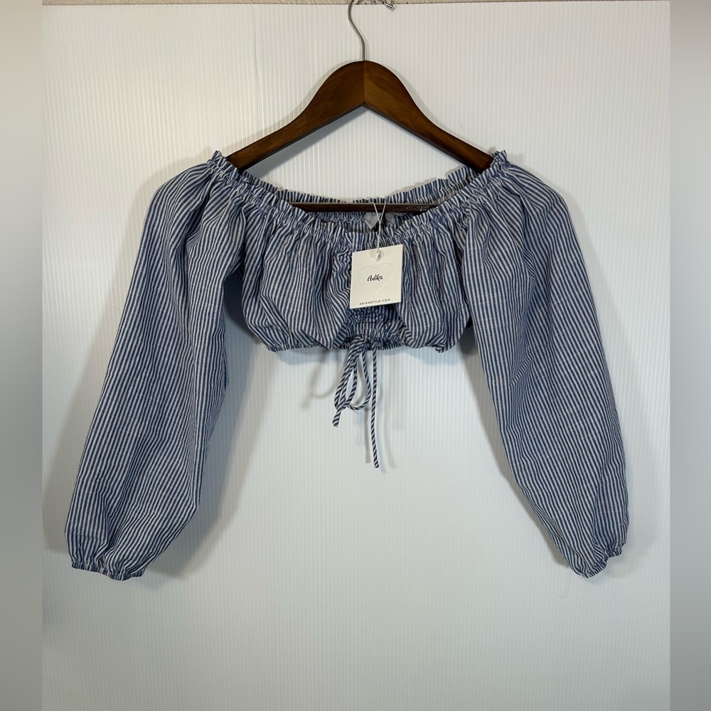 Adika Striped Off Shoulder Crop Top Size XS-S NWT